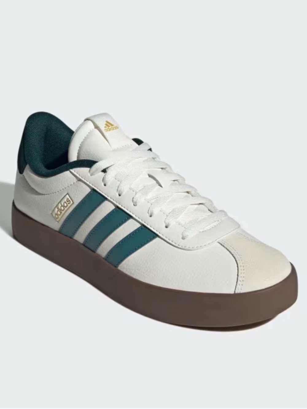 adidas White Sneaker with Green Stripes and Brown Platform - Picture 3 of 12